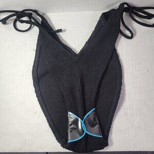 Asos Design Black Textured Adjustable Side Tie Bikini Bottom Swimwear